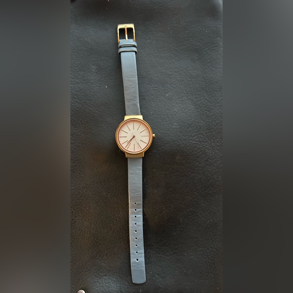 Women's Skagen Ancher Blue Leather Strap Watch SKW2482